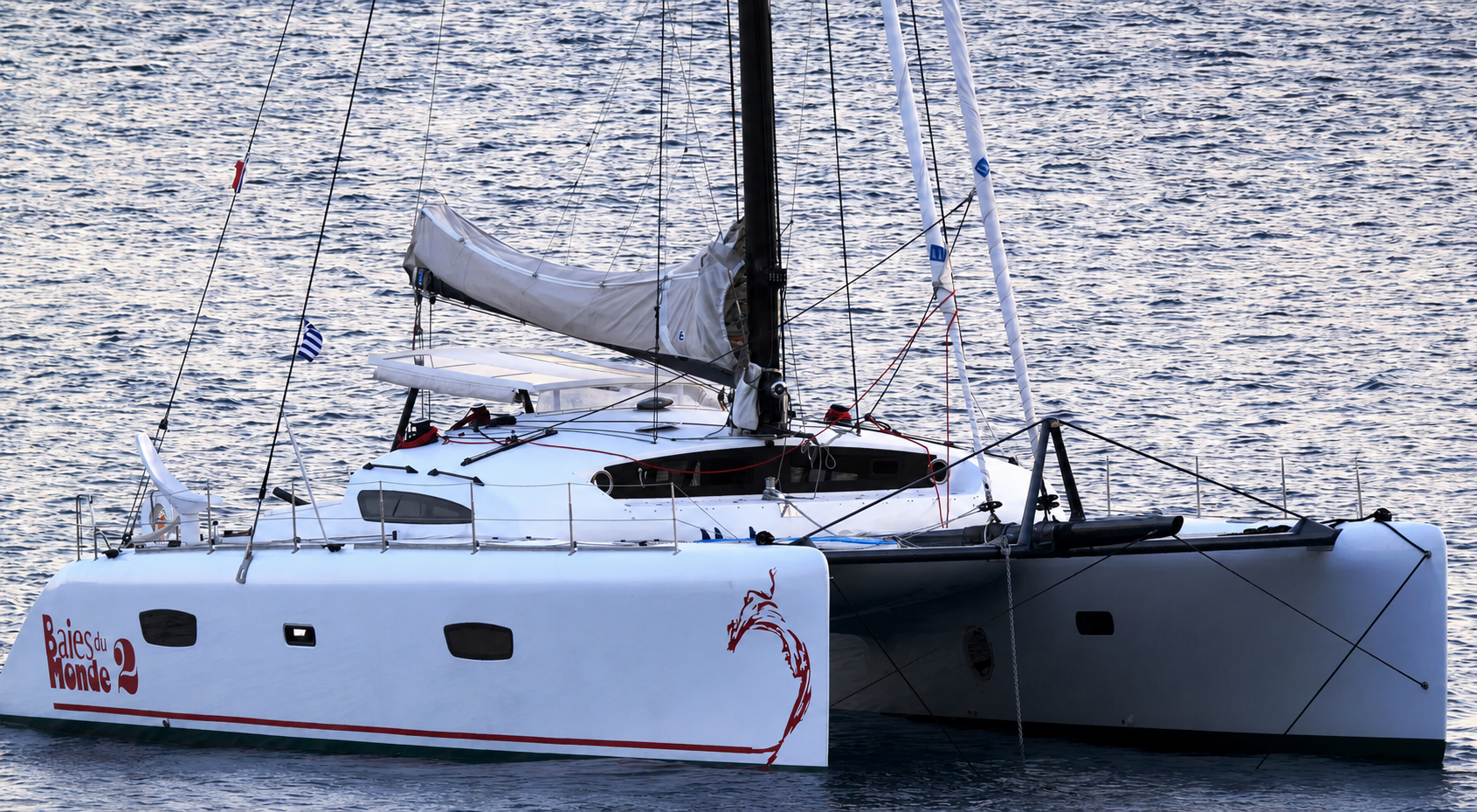 Textile fittings on board a racing-cruising catamaran.