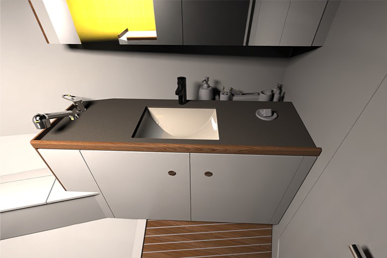 ergonomie douche de coursive hauteur sous barrot