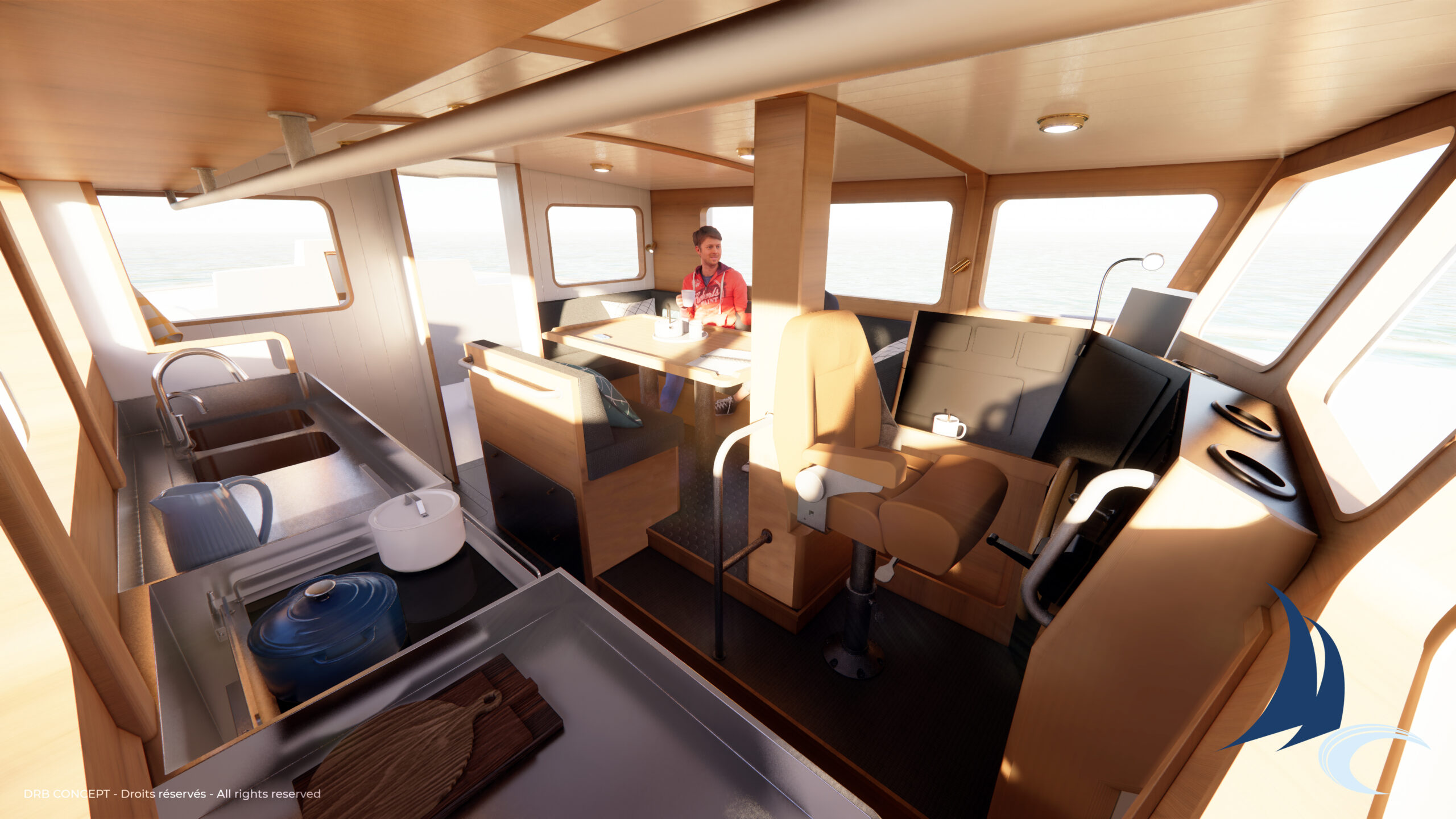 bateau professionnel poste de veille timonerie contrôle navire