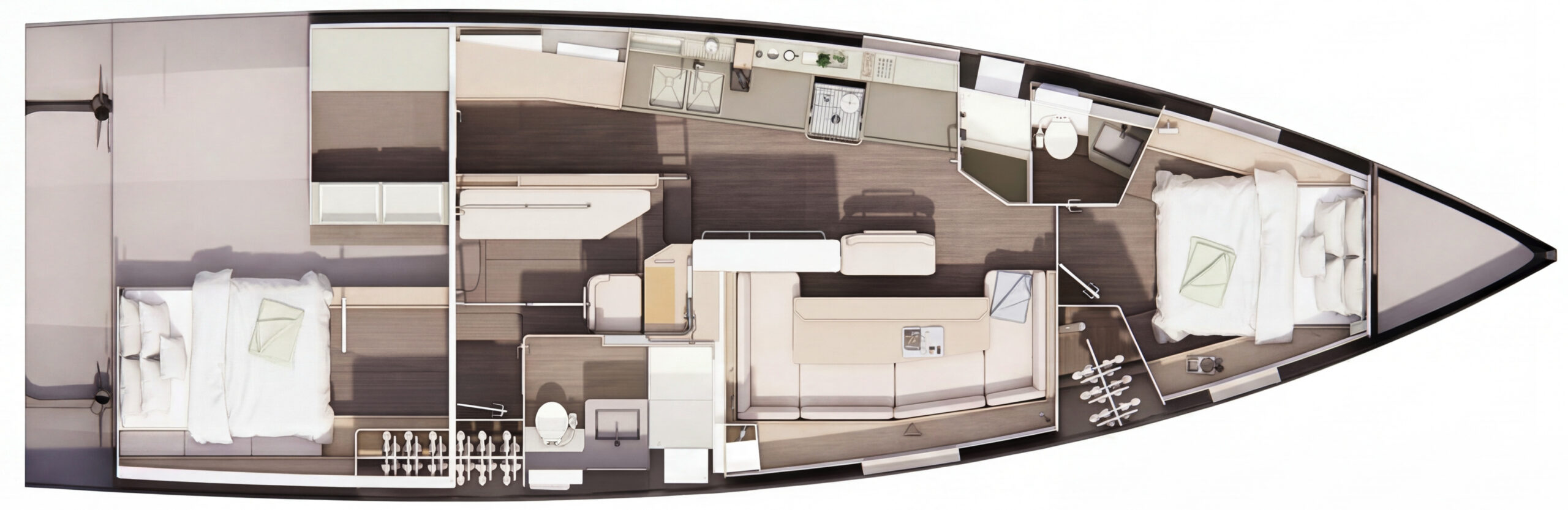configuration intérieur optimisé voilier de voyage