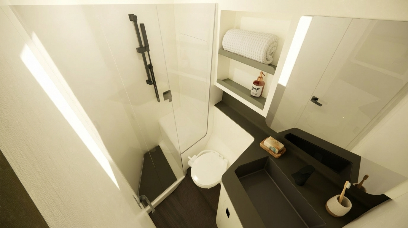 douche fonctionnel pratique cabine de change veste de quart dans la descente accès rapide