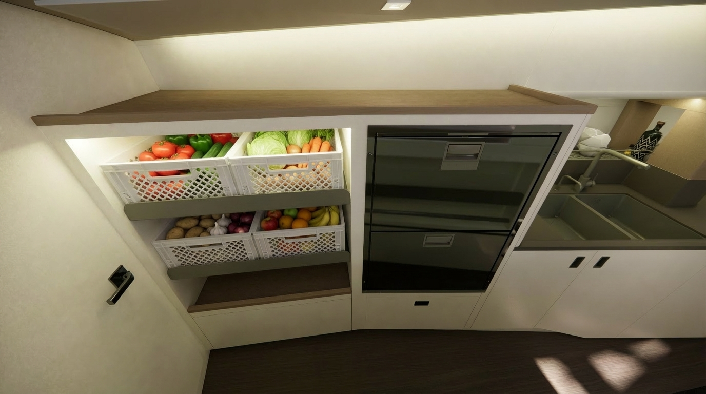 service conseil optimisation cuisine rangement pour bateau