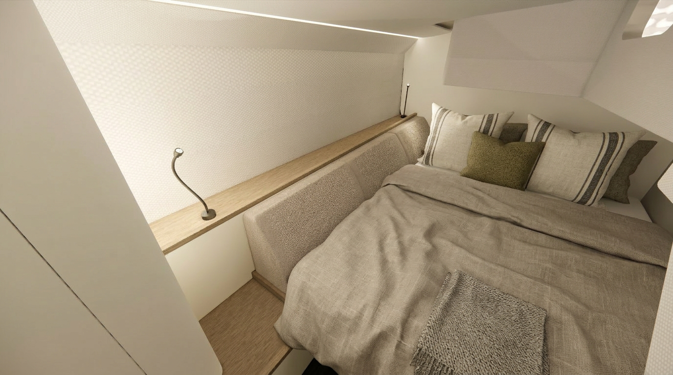cabine guest invité large couchage rangement rapide et pratique repos couchage de quart
